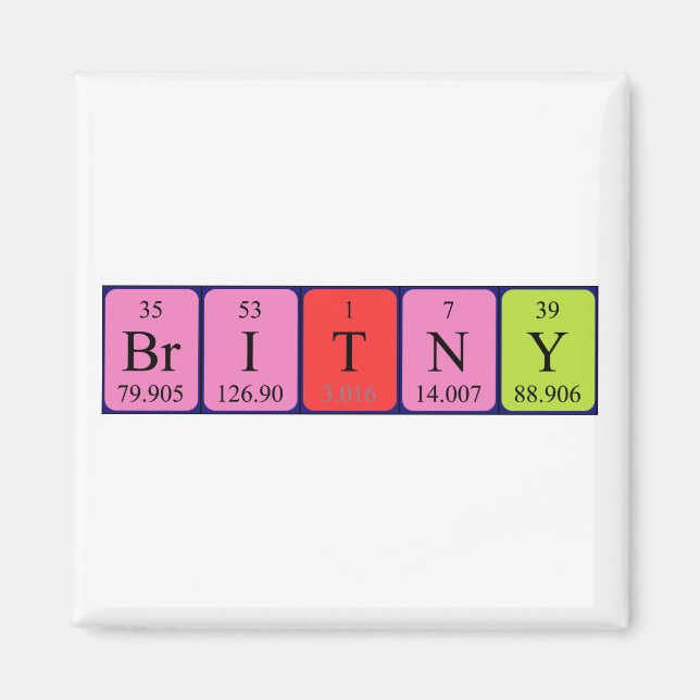 Britny periodic table name magnet (Front)