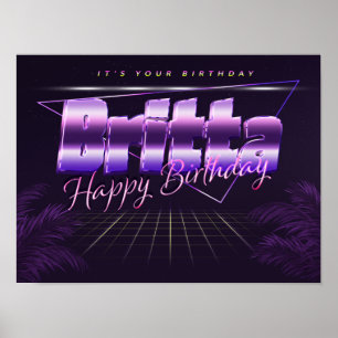 Britta Nom Vorname lila retro Poster Geburtstag
