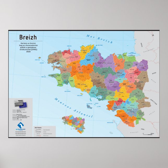 Brittany, administrative card 2020 (in Breton) Poster (Front)