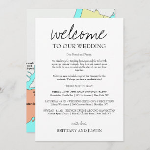 Brittany Calligraphy Welcome Letter & Map Invitation