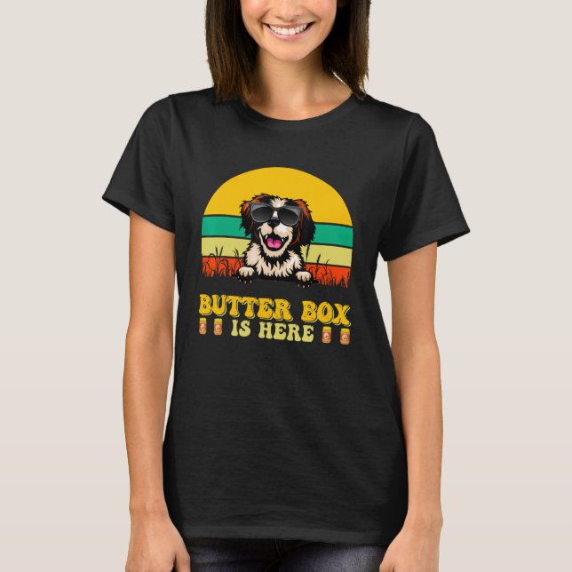 Brittany Dog Butter Box Is Here  Father s Day T-Shirt (Front)