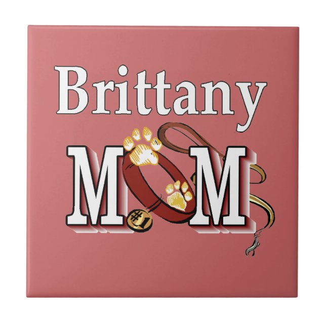 Brittany Dog MOM Tile (Front)