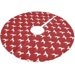 Brittany Dog Silhouettes Pattern Red Brushed Polyester Tree Skirt