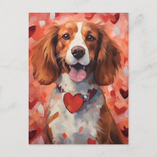Brittany dog Valentines day Postcard