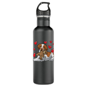 Brittany Dog With Stuffed Animal And Hearts 710 Ml Water Bottle