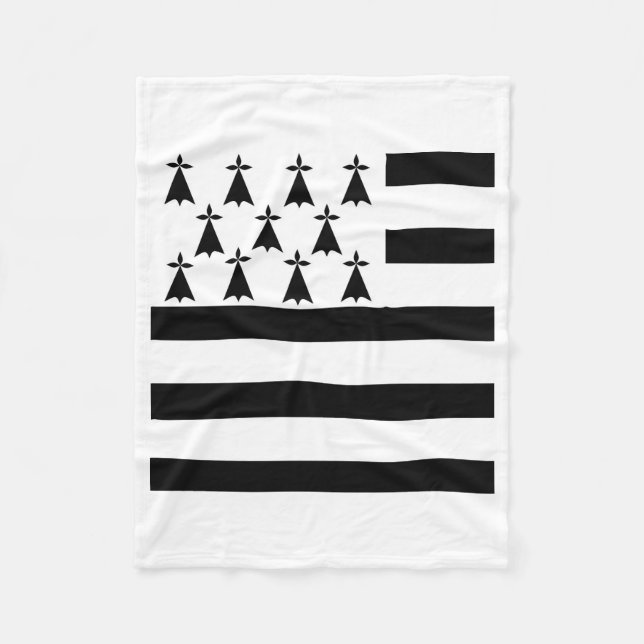 Brittany Flag Emblem Fleece Blanket (Front)