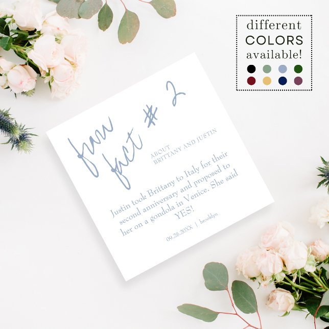Brittany Modern Dusty Blue Fun Fact #2 Wedding Napkin (Creator Uploaded)