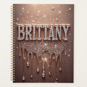 Brittany Name In Rose Gold Dripping Glitter Planner