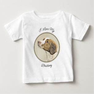 Brittany Painting - Cute Original Dog Art Baby T-Shirt