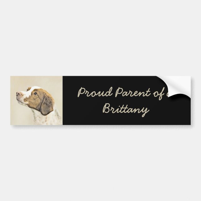 Brittany Painting - Cute Original Dog Art Bumper Sticker (Front)