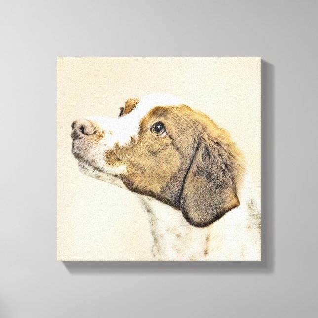Brittany Painting - Cute Original Dog Art Canvas Print (Front)