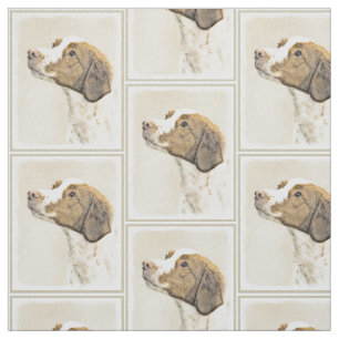 Brittany Painting - Cute Original Dog Art Fabric