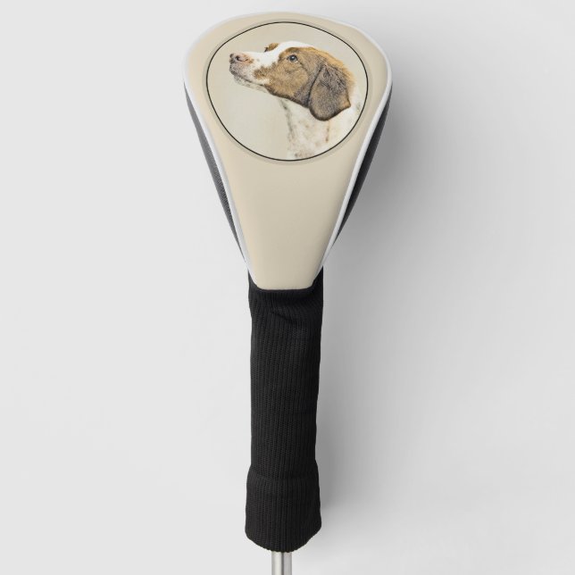 Brittany Painting - Cute Original Dog Art Golf Head Cover (Front)