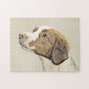 Brittany Painting - Cute Original Dog Art Jigsaw Puzzle