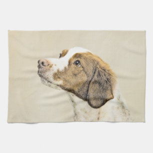Brittany Painting - Cute Original Dog Art Kitchen Towel