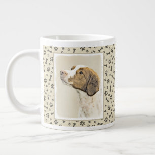 Brittany Painting - Cute Original Dog Art Large Coffee Mug