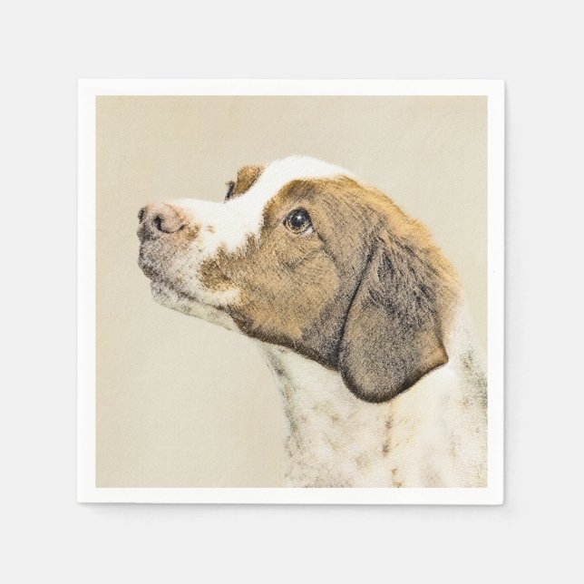 Brittany Painting - Cute Original Dog Art Napkin (Front)