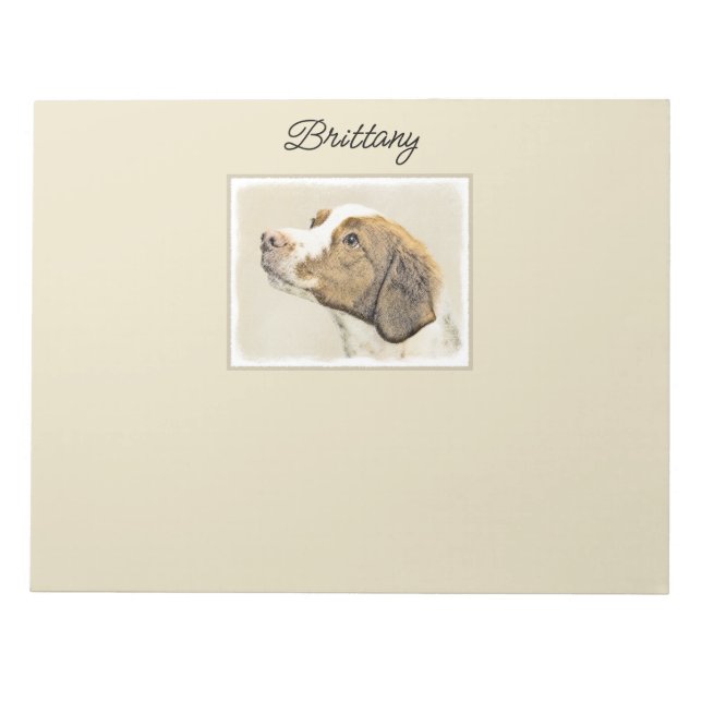 Brittany Painting - Cute Original Dog Art Notepad (Front)