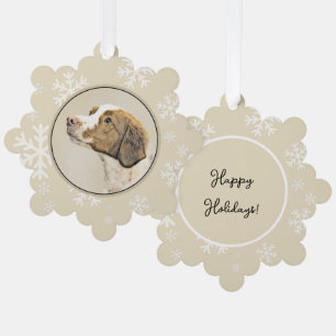 Brittany Painting - Cute Original Dog Art Ornament Card
