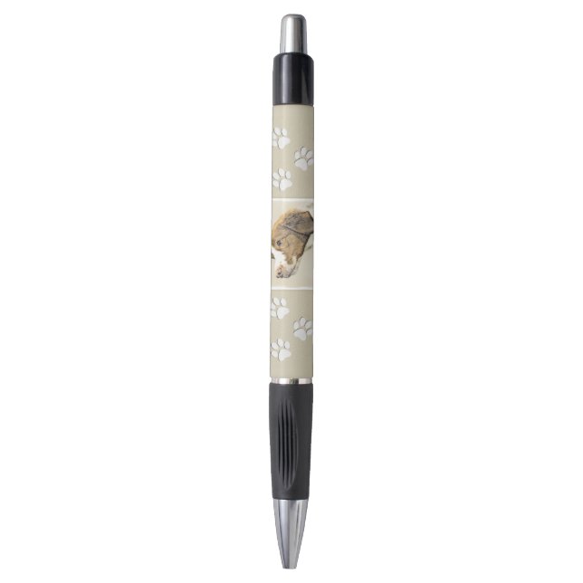 Brittany Painting - Cute Original Dog Art Pen (Front Vertical)