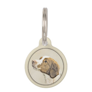 Brittany Painting - Cute Original Dog Art Pet Tag