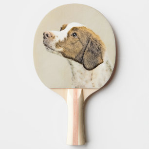 Brittany Painting - Cute Original Dog Art Ping Pong Paddle