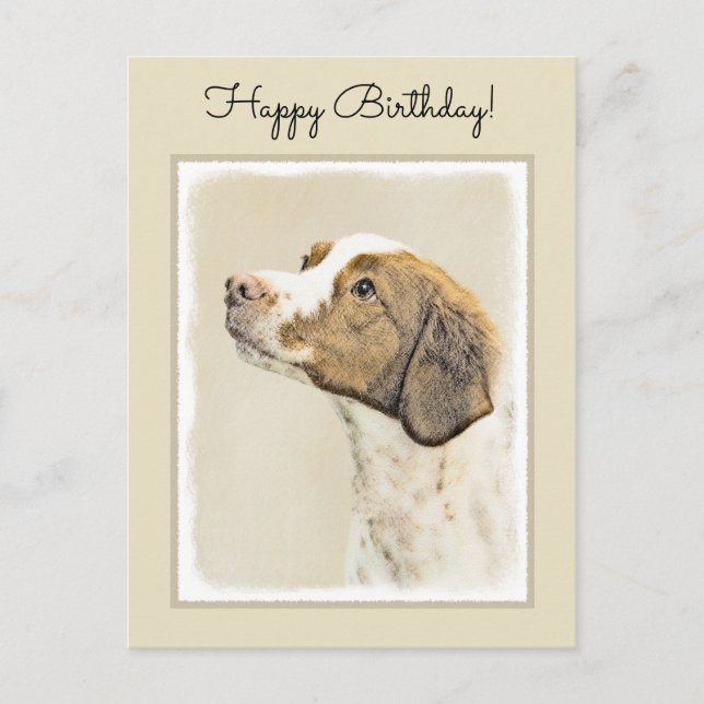 Brittany Painting - Cute Original Dog Art Postcard (Front)