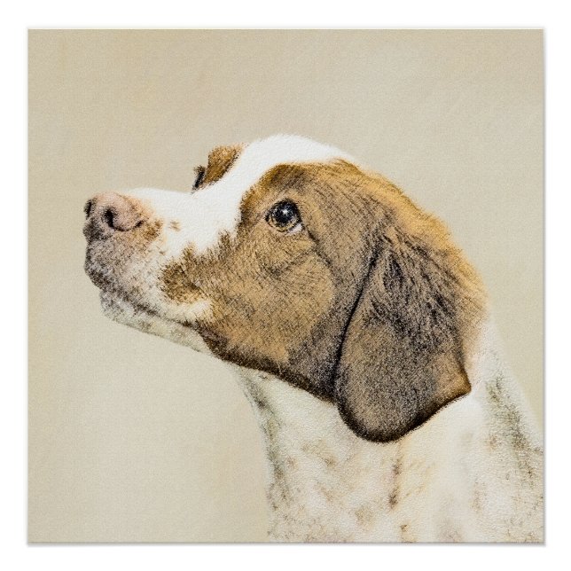 Brittany Painting - Cute Original Dog Art Poster (Front)