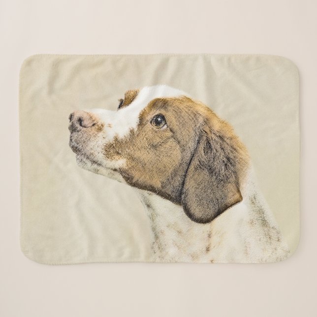 Brittany Painting - Cute Original Dog Art Sherpa Blanket (Front (Horizontal))