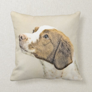 Brittany Painting - Cute Original Dog Art Throw Pillow
