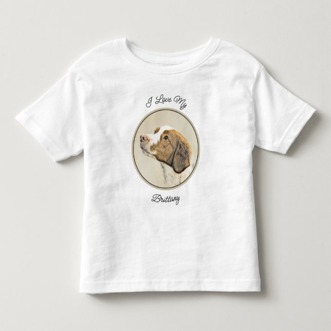 Brittany Painting - Cute Original Dog Art Toddler T-shirt (Front)