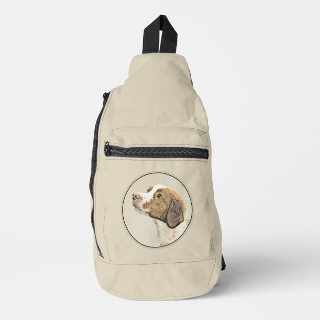 Brittany Painting Orange Roan Spaniel Cute Dog Art Sling Bag (Front)