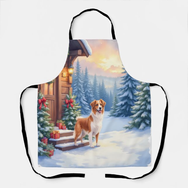 Brittany Rustic Cabin Christmas Winter Art Apron (Front)