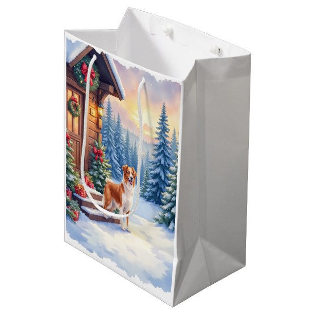 Brittany Rustic Cabin Christmas Winter Art Medium Gift Bag (Front Angled)