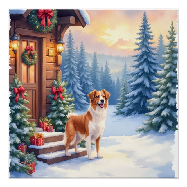 Brittany Rustic Cabin Christmas Winter Art Poster (Front)