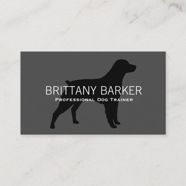 Brittany Silhouette Black on Grey Business Card (Front)
