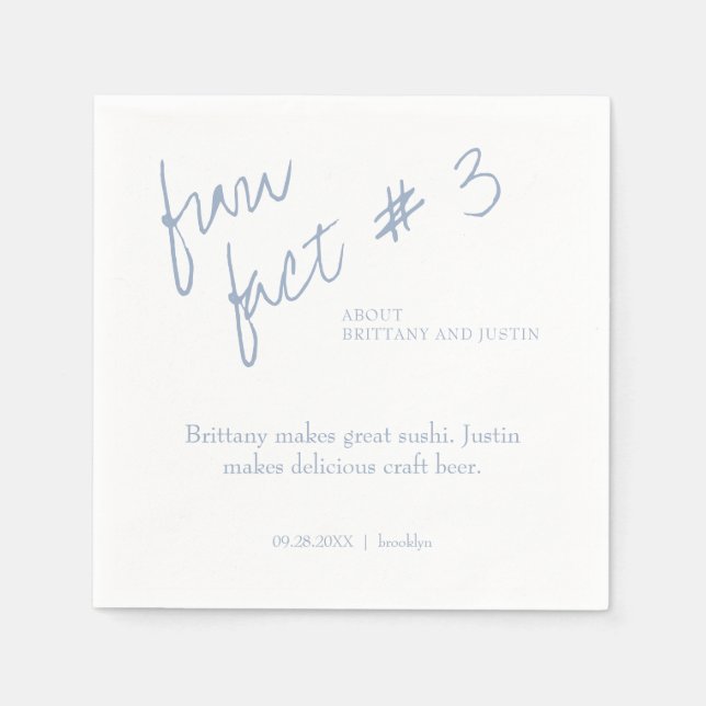 Brittany Simple Dusty Blue Fun Fact #3 Wedding Napkin (Front)