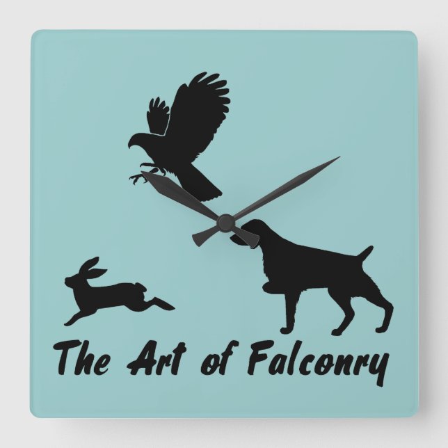 Brittany Spaniel and Falconry Square Wall Clock (Front)
