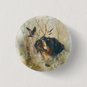 Brittany Spaniel and woodcock  1 Inch Round Button