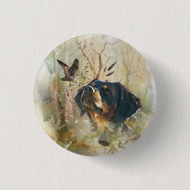 Brittany Spaniel and woodcock  1 Inch Round Button (Front)