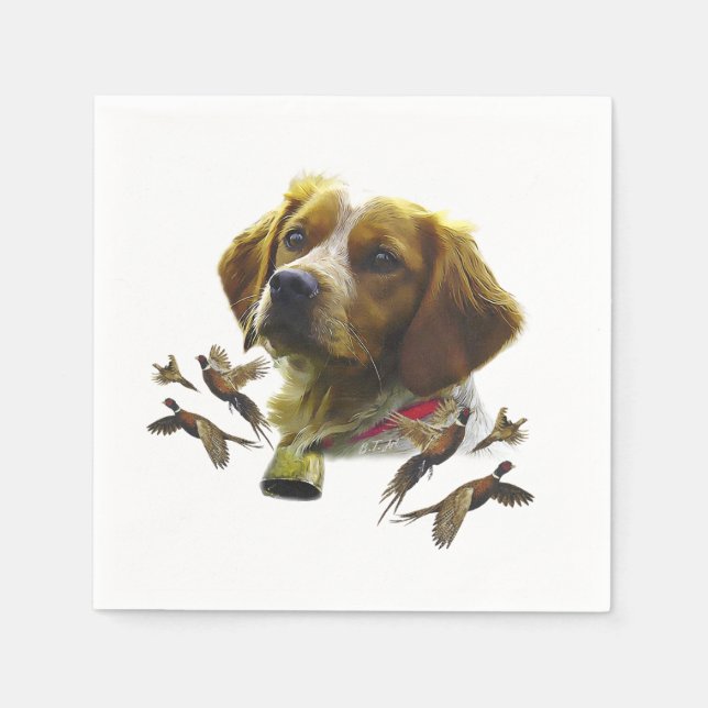 Brittany Spaniel Art ,  Napkin (Front)