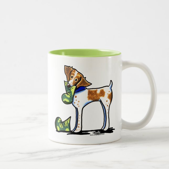 Brittany Spaniel Camouflage Boots Two-Tone Coffee Mug (Right)