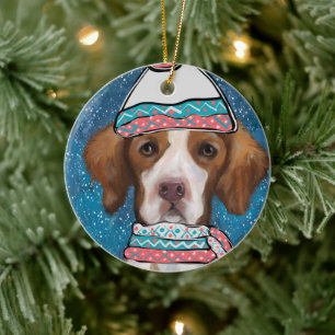 Brittany   Spaniel           Ceramic Ornament