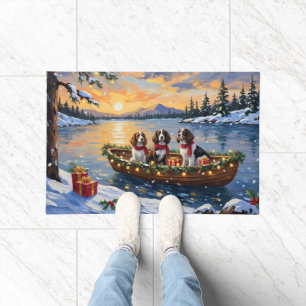 Brittany Spaniel Christmas Boat Holiday Doormat