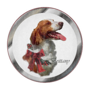 Brittany Spaniel Christmas Cutting Board