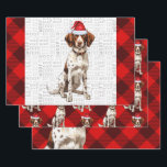 Brittany Spaniel Christmas Dog Red Buffalo Plaid Wrapping Paper Sheet<br><div class="desc">An adorable Brittany Spaniel dog is ready for the holiday season with his Santa hat. This cute Christmas dog is paired with a red buffalo holiday plaid on this set of gift wrap for the dog lover.</div>