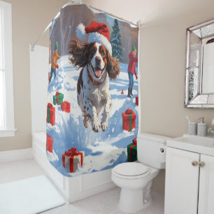 Brittany Spaniel Christmas Festive Snow Scene