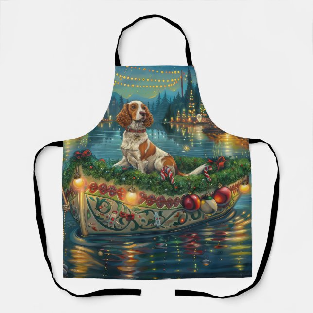 Brittany Spaniel Christmas Festive Voyage Apron (Front)