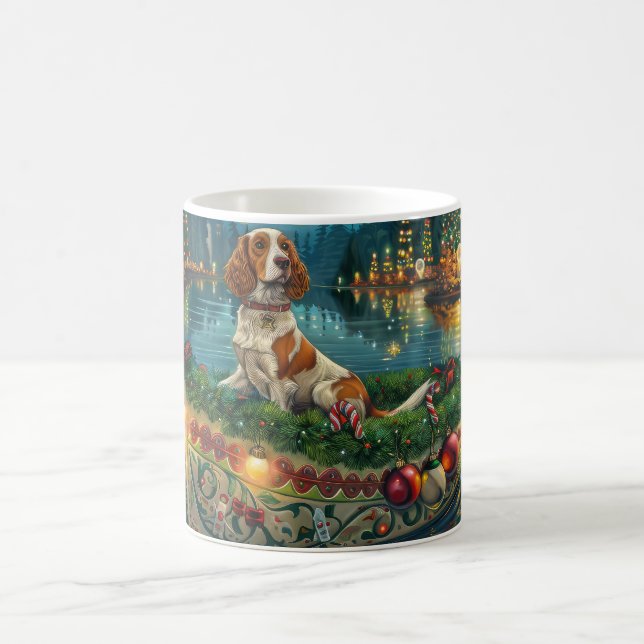 Brittany Spaniel Christmas Festive Voyage Coffee Mug (Center)