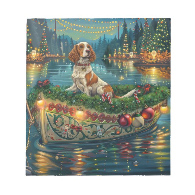 Brittany Spaniel Christmas Festive Voyage Notepad (Front)